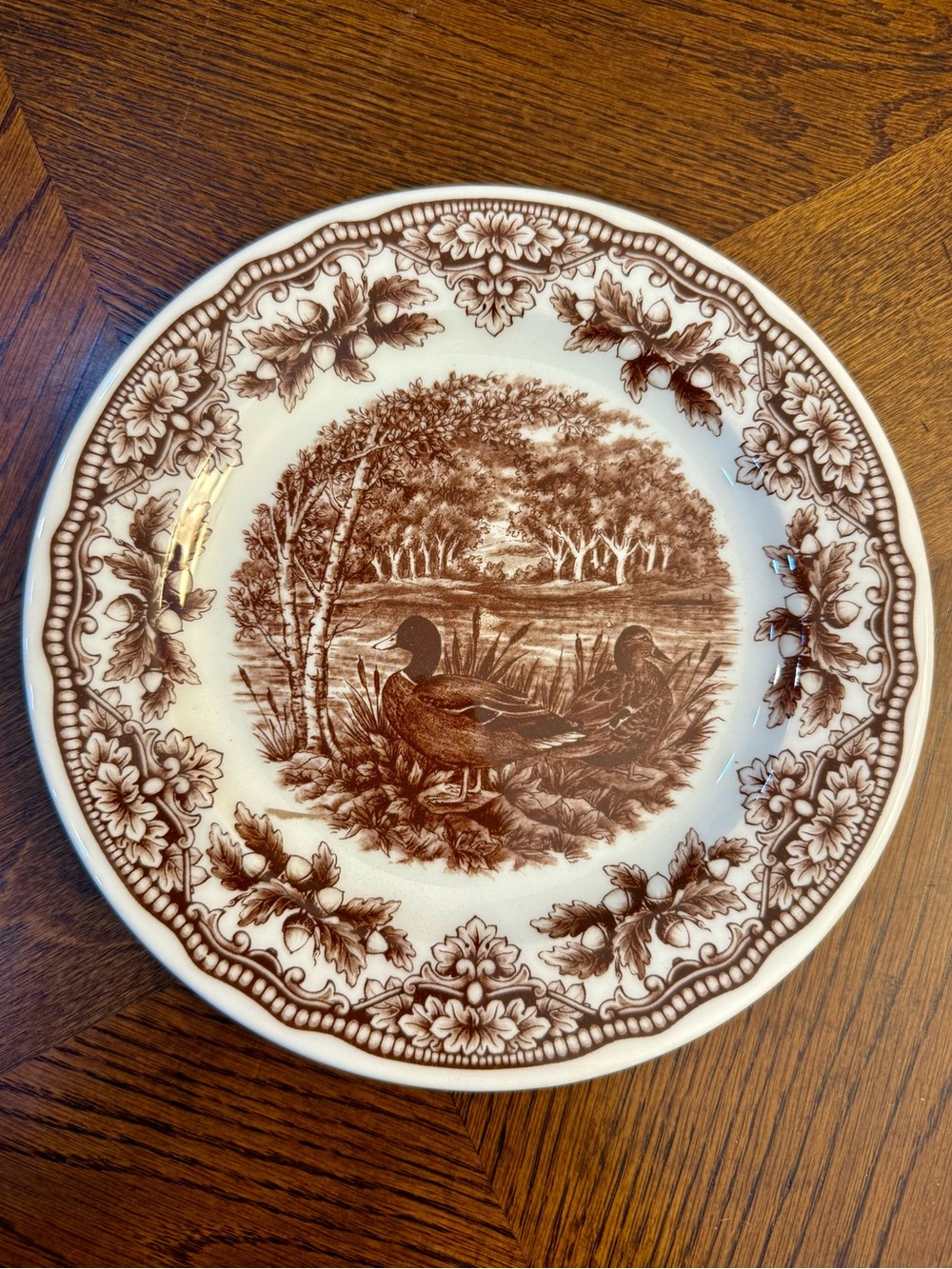 Vintage-Style Brown Duck Transferware Dinner Plate Royal Stafford